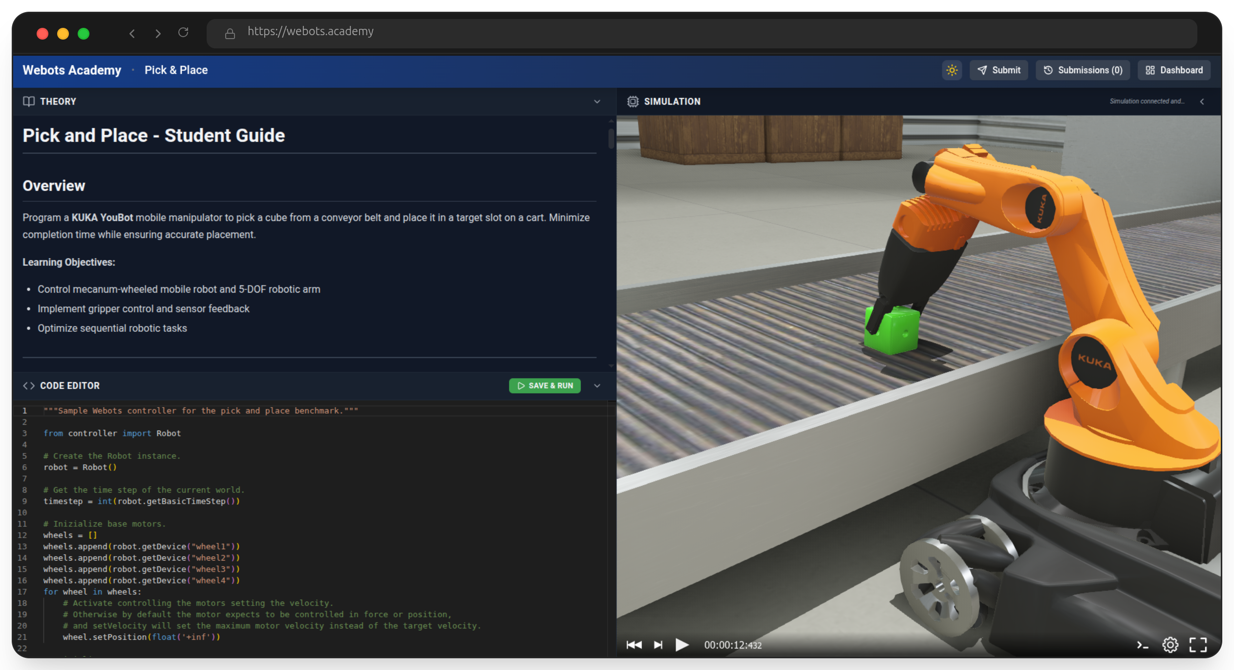 Webots Academy Interface